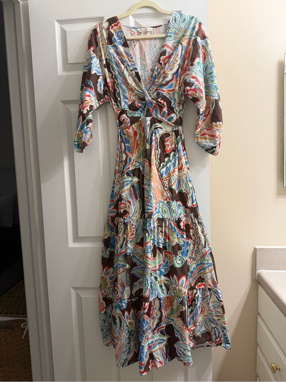 Boho Floral Maxi Dress in Brown Multi